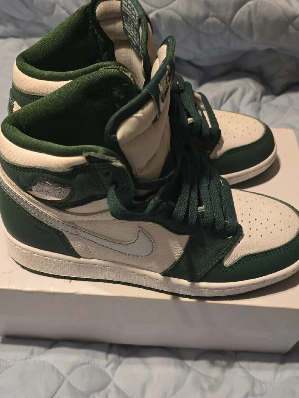 Nike High-Top Sneakers in White and Dark Green